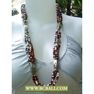 Long Braided Necklace Bead with Chain